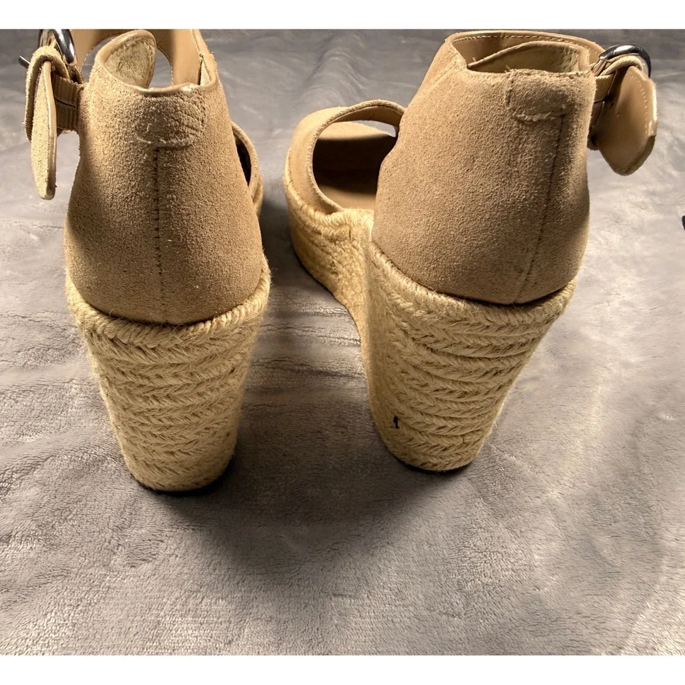 Marc Fisher LTD Tan Suede Espadrille‎ Wedge Platform Sandals Womens 10M NEW